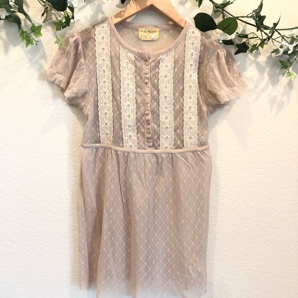 Free People Tops - Free People embroidered mesh Top size S